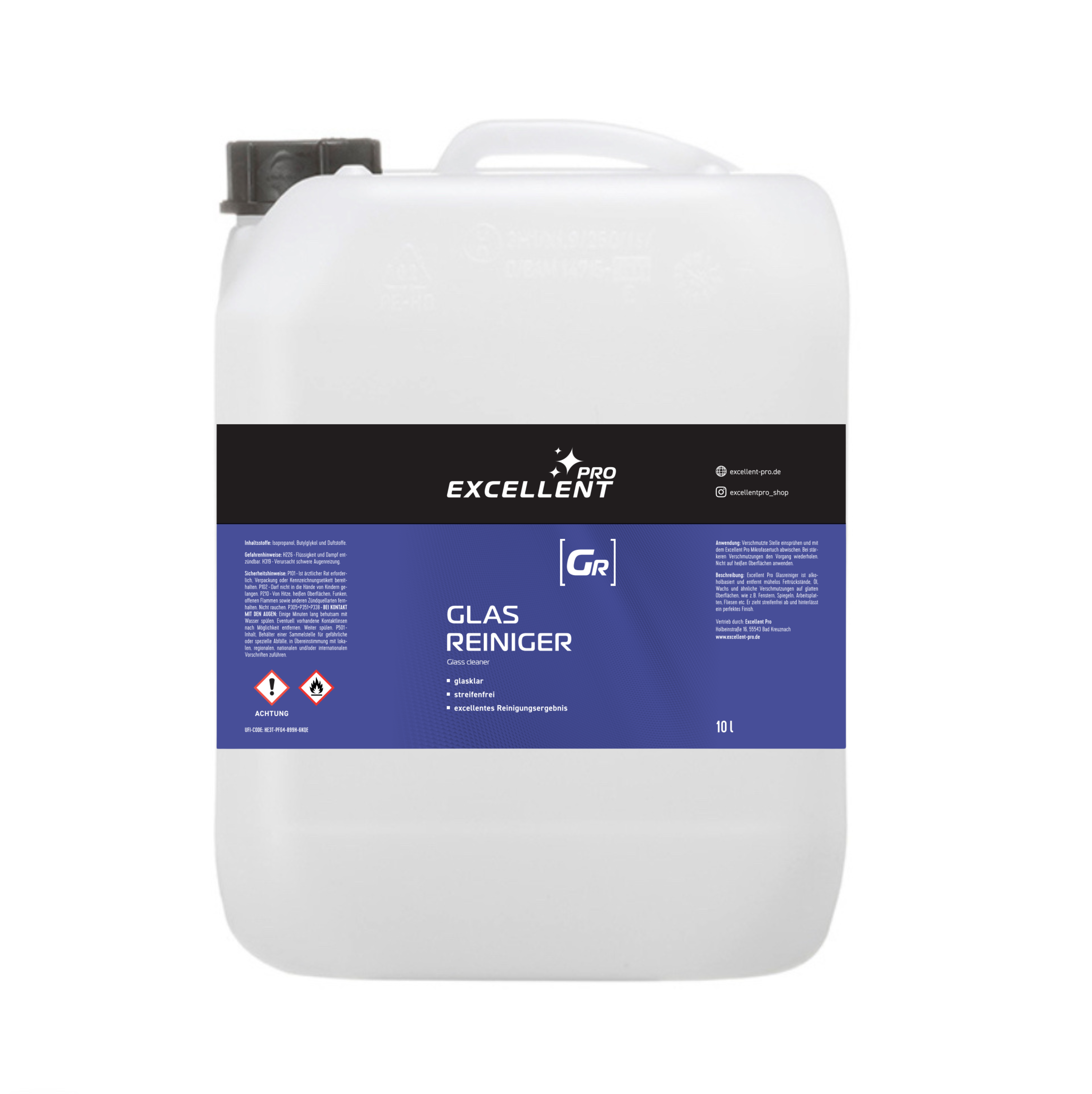 Glasreiniger 10 L – Profi-Kanister für streifenfreie Scheiben