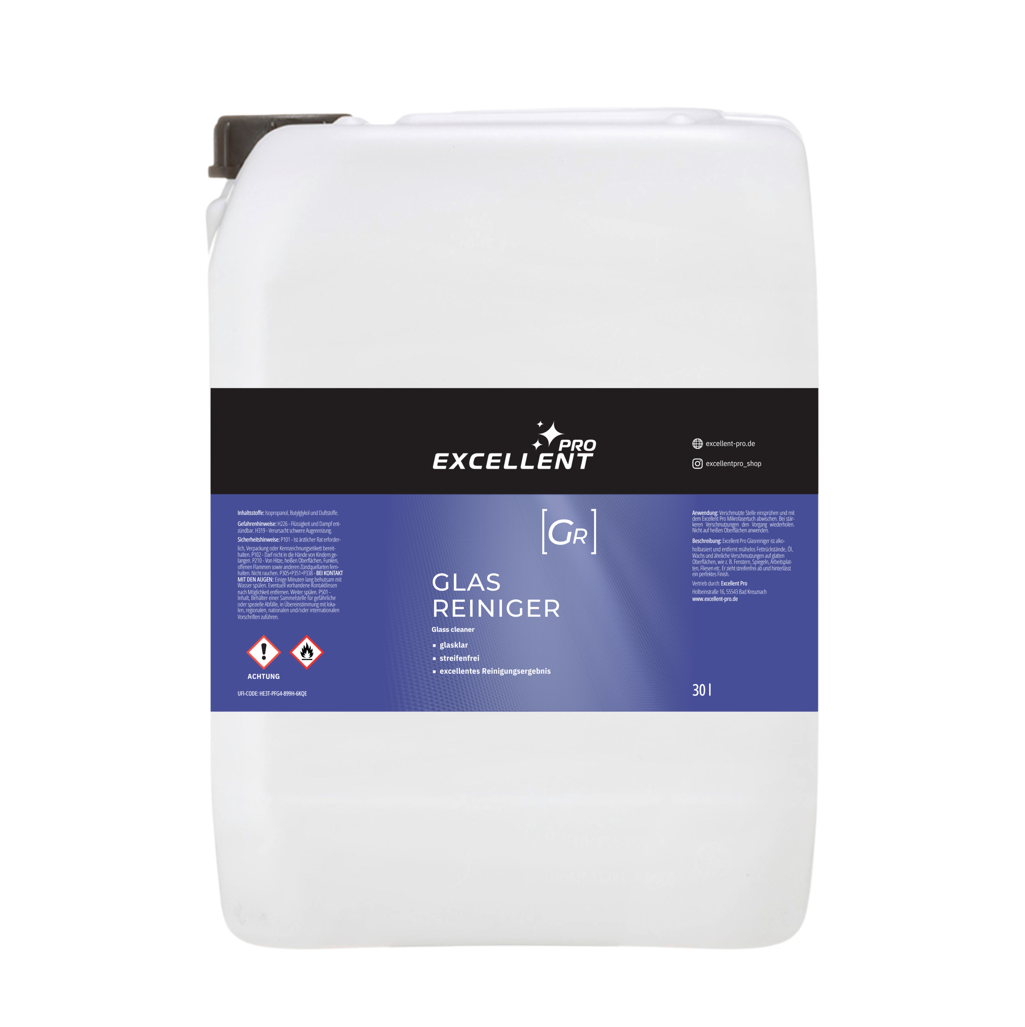 Glasreiniger 30 L – Profi-Kanister für streifenfreie Scheiben