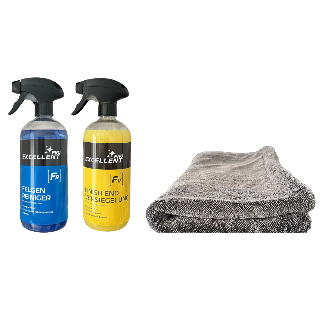 Felgenreiniger mit Versiegelung & Profi-Mikrofasertuch(1400 GSM)